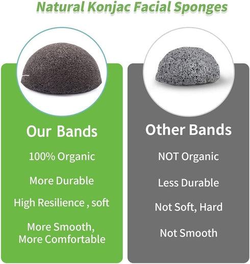Konjac Face Sponges for Cleansing and Exfoliating, Natural Konjac Sponge Set for Oily Dry Sensitive Skin