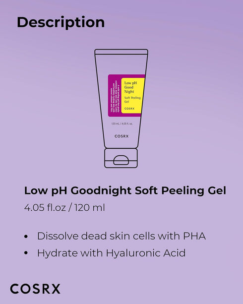 COSRX Low pH Soft Peeling Gel - Mildly Exfoliating PHA Skincare for Sensitive Skin, 120ml