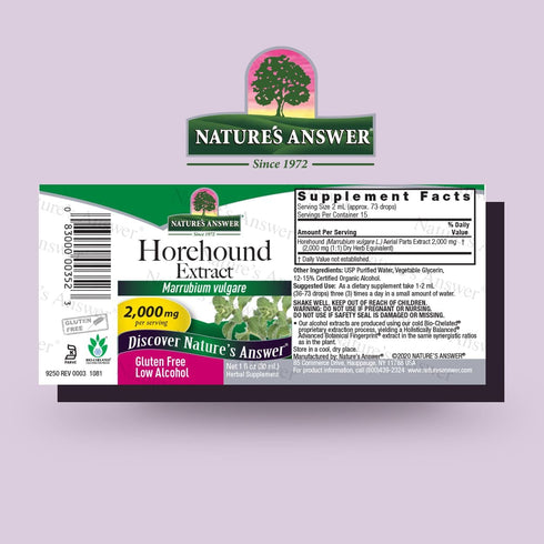Nature's Answer Horehound with Organic Alcohol, 1-Fluid Ounce
