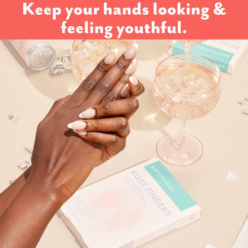 Patchology Rose Renewing Hand Mask - Strawberry Scented Moisturizing Gloves for Dry & Cracked Hands - 1 Pair