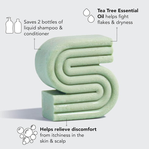 Kitsch Tea Tree & Mint Shampoo Bar - Anti Dandruff Shampoo for Itchy Scalp, Vegan Hair Care, 3.2oz