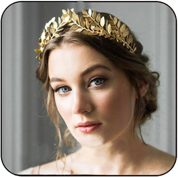 Jakawin Wedding Gold Leaf Crowns Tiaras Bridal Headband Prom Costume Hair Accessories for Women Girls