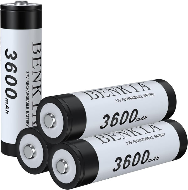 18650 Rechargeable Battery 3600mAh Button Top, 4 Pack 3.7V for Flashlights, Headlamps