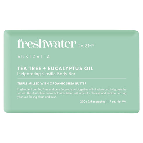 Invigorating Castile BODY BAR | Sanitizing Tea Tree + Eucalyptus Oil | Natural Triple-Milled Soap