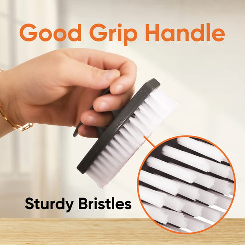 Superio Nail Brush for Cleaning Fingernails, Small Stiff Scrub Brush, 6 Pack in White, Grey, Blue