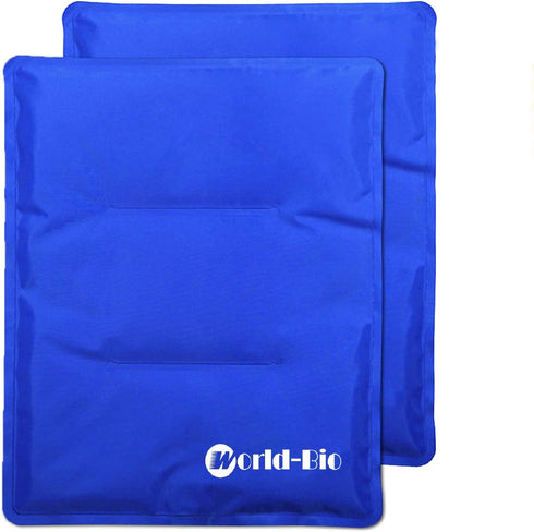 WORLD-BIO Large Flexible Hip Ice Pack - 2 Packs for Hot & Cold Therapy, 11" x 14" Blue