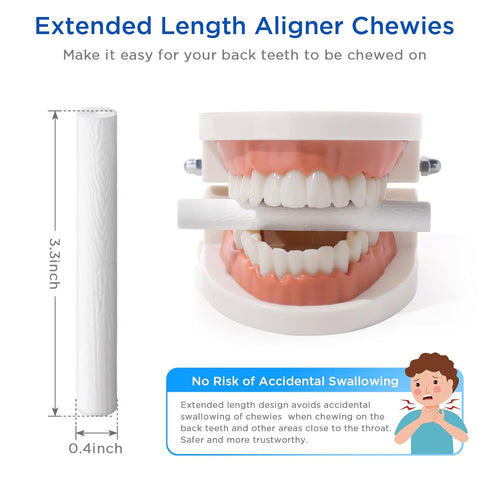 Aligner Chewies for Invisalign, 4-Pack Extended Length Orthodontic Chompers for Braces, Aligners, Retainers