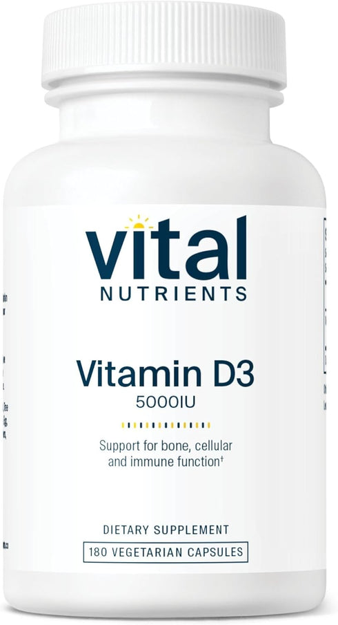 Vital Nutrients Vitamin D 5000 IU, D3 Supplement for Healthy Bones, 180 Capsules