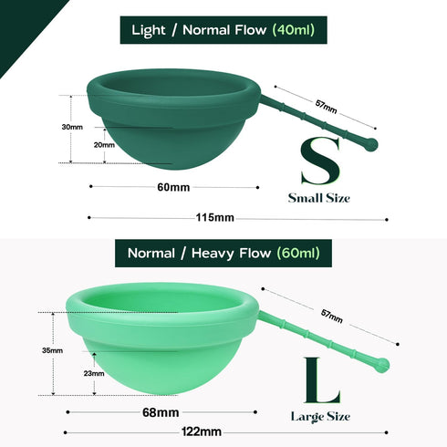Set 2 100% SHORDY Reusable Menstrual Disc of (Small & Large), Medical-Grade Silicone, Flexible & Leak-Free Period Disc