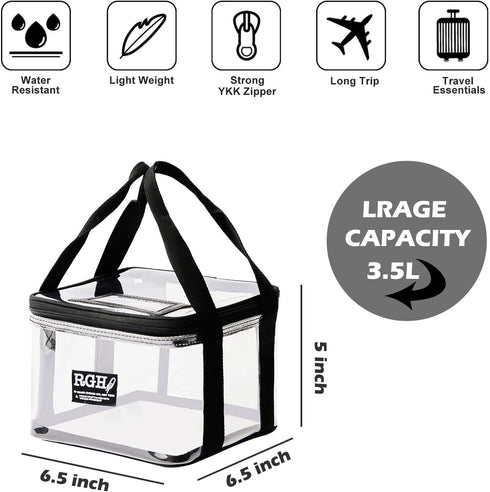 Rough Enough Clear Makeup Toiletry Bag, Large Waterproof Cosmetic Storage Bag for Travel - Black