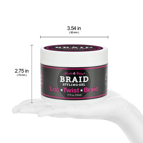 Nicole & Alyssa Braid Styling Gel, 7.9 oz, Healthy Frizz-Free Hold for Locs, Twists, and Braids