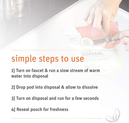 Grab Green Garbage Disposal Freshener and Cleaner Pods - 48 Count, Thyme with Fig Leaf - Removes Odors & Prevents