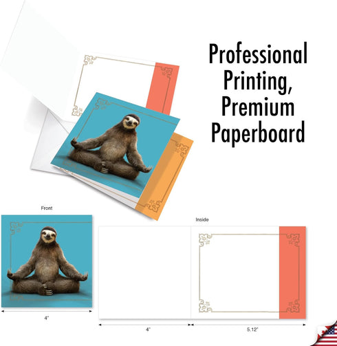 The Best Card Company - 20 Blank Yoga Animal Cards, All Occasion Kids Set (4 x 5.12 Inch, 10 Designs)