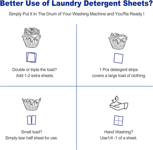 DR.EASY Odor Remover Laundry Detergent Sheets, 240 Loads Lavender, Biodegradable, Safe for Baby & Pets