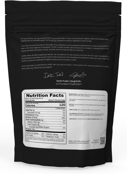 True Nutrition Egg White Protein Powder, 24g Non-GMO Egg Protein per Serving, French Vanilla, 1lb