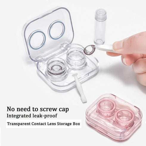 4 Pack Clear Contact Lens Case Travel Kit, Cute Holder with Tweezers Remover Tool, Soak Storage for Travel & Home