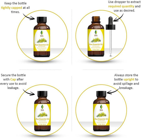 SVA Rue Essential Oil, 1 Fl Oz, 100% Natural for Diffuser, Hair, Skin Care, Aromatherapy