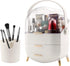 Makeup Organizer, Waterproof 2-Layer Cosmetics Display Case, Skincare Storage Box (White A)