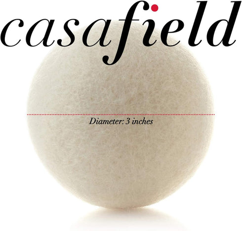 Casafield Wool Dryer Balls Set of 6, Extra Large Organic Handmade 100% New Zealand Wool Laundry Fabric Softener