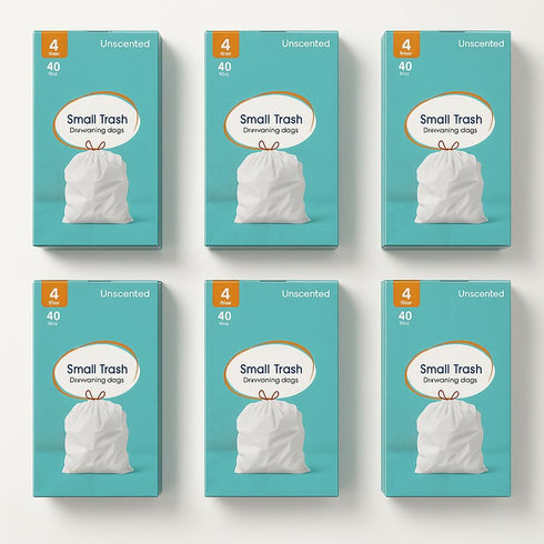 Rayverion 4-Gallon Pack 40 Small Drawstring Trash Bags, Durable Everyday Waste Bags for Home, Office, Bedroom
