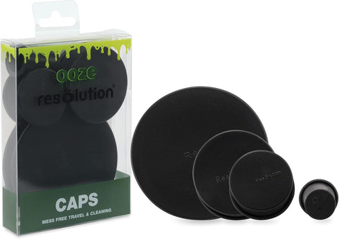RESLUTION Ooze (1 2 Resolution Glass Cleaner Caps Large, Small, Black/Green Bundle) Silicone Stretch Caps - Universal