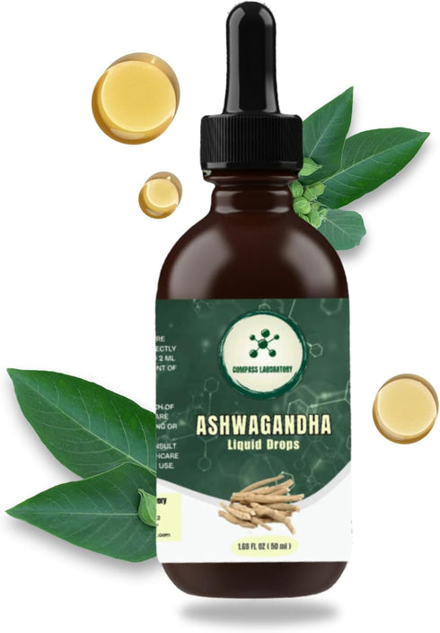 COMPASS LABORATORY Ashwagandha Liquid Drops - Mood Support and Wellness Supplement -