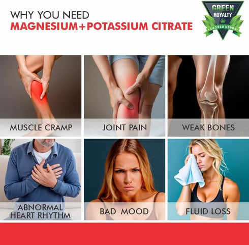 Magnesium Citrate + Potassium | 60 Premium Vegan Capsules | Non-GMO, Gluten Free | High Absorption Supplement