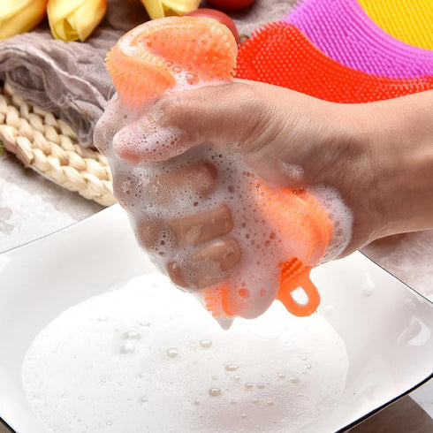 6 PCS Silicone Dish Sponges, Super Durable Multi-Purpose Kitchen Gadgets for Cleaning Fruits and Vegetables
