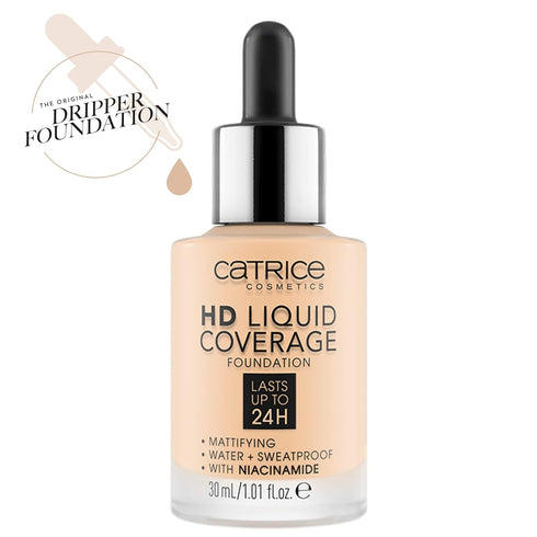 Catrice HD Liquid Coverage Foundation, High & Natural Coverage, Vegan & Cruelty Free (002 | Porcelain Beige)