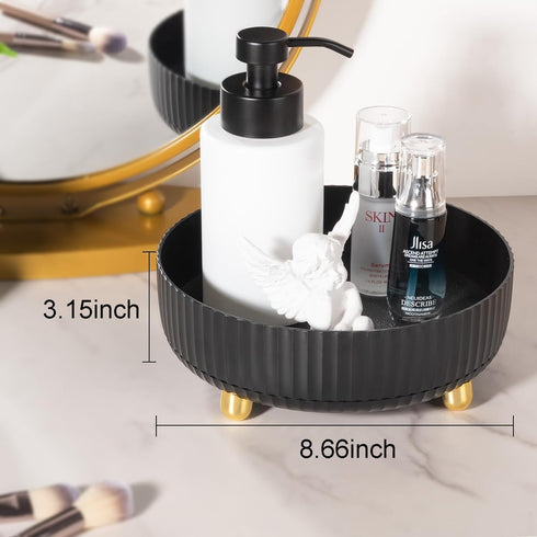 Makeup Perfume Organizer Tray, 360 Degree Rotating Lazy Susan Skincare Storage for Dresser, Bathroom Countertop, Small