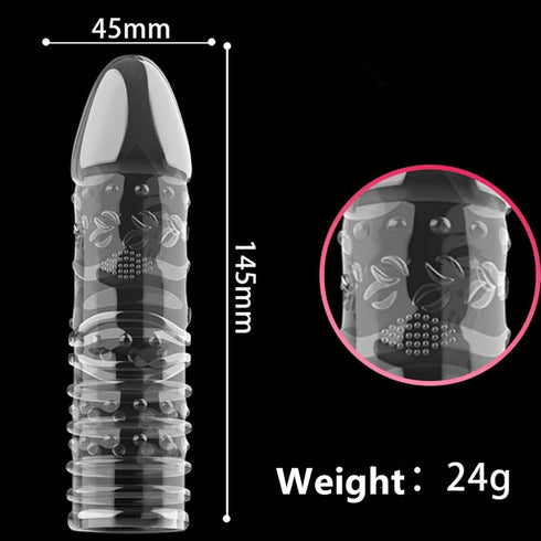 Sponver 4 DesignsPack 4 Threaded Condom Male Condom Adult Lock Crystal Sleeve of Transparent