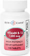GeriCare Vitamin B-12 1000mcg High Potency Tablets, Dietary Supplement, 100 Count
