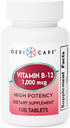 GeriCare Vitamin B-12 1000mcg High Potency Tablets, Dietary Supplement, 100 Count