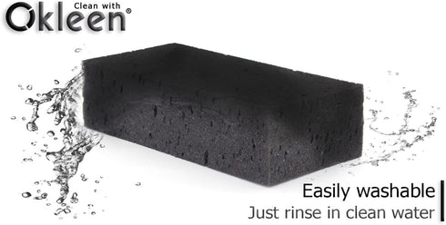 Big Sponge, Made in Europe, 6 Pack, Black, 8.9x4.3x2.4 Inch Extra Large Odorless Commercial Sponge for All Purpose
