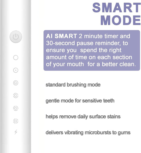 MISTYFRESH 6 Sonic Electronic Toothbrush with Modes and Smart Timer Perfect for Men and Women Clean Teeth and Gums