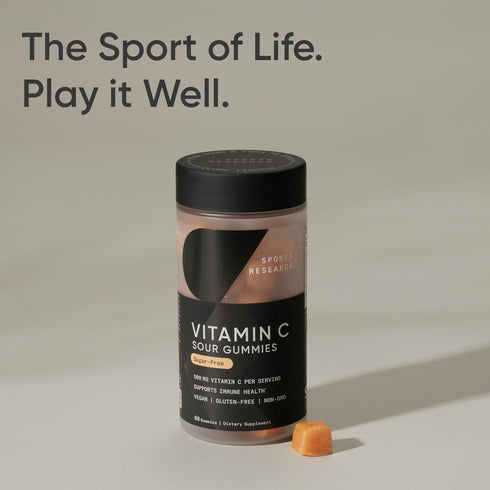 Sports Research Vitamin C Gummies for Kids & Adults | Vegan Certified, Gelatin Free & Non-GMO | Immune Support