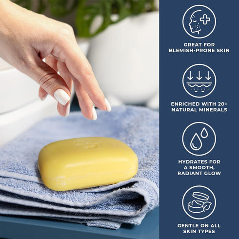 Natural Elephant Dead Sea Sulfur Soap 4.4 oz - Face and Body Cleanser Bar for All Skin Types, 2 Pack