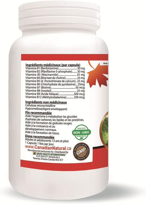 Fortified Vitamin B-Complex 200 mg, 120 Count - All Vegan B-Vitamins Including B12, B1, B2, B3, B4, B5, B6, B7, B9