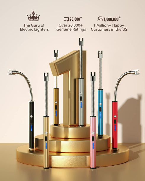 RONXS Long Electric Candle Lighters, Rechargeable USB Lighter with LED Battery Display, Flexible Neck Plasma Arc Lighter