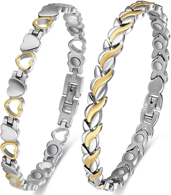 Vicmag Magnetic Bracelet for Women, Adjustable Titanium Steel Magnet Bracelet Gift