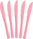 Exquisite Disposable Pink Plastic Knives, 50 Pcs Heavy Duty Cutlery, Pink Disposable Flatware for Parties