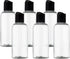 ljdeals 4 oz Clear Plastic Empty Bottles - Refillable Cosmetic Containers with Black Disc Top Caps, Pack of 6