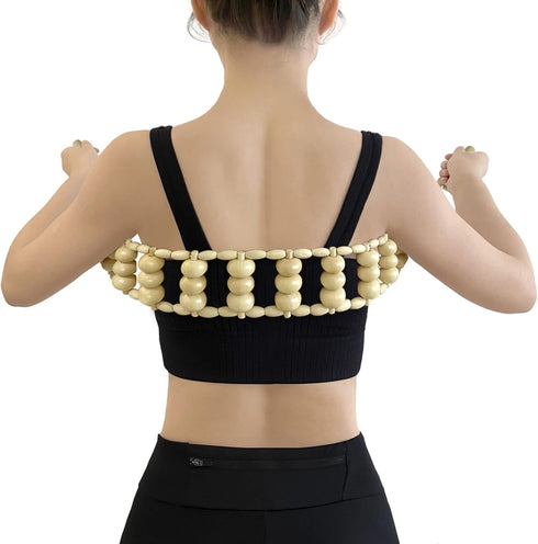 Wood Back Massager Roller Rope, Manual Massage Strap for Back, Neck, Shoulders, Legs, Waist Pain Relief, Wooden Therapy