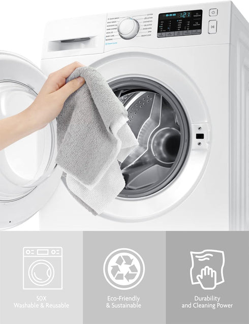 Microfiber Cloths in a Roll, Reusable Washable Tear Away Cleaning Rags, 12" x 12", 40 Pack (White) for Auto and Home