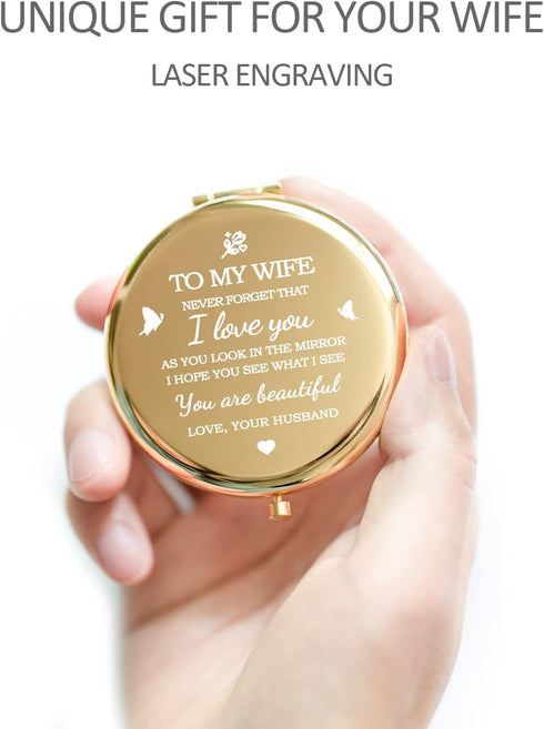I Love You Wife Gold Compact Mirror, Perfect Gifts for Wife