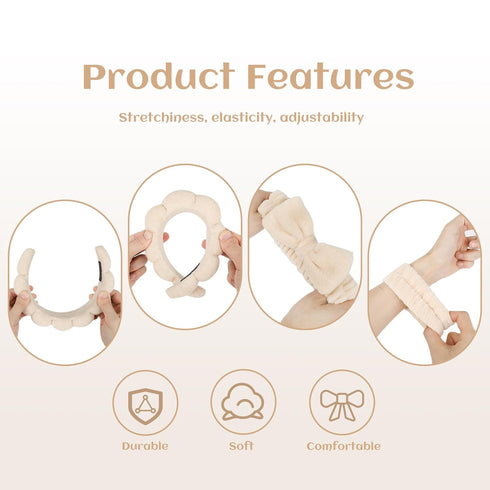 SPA Headband for Women for Washing Face, Makeup Headband & Hair Band for Face Wash, 4 Pcs