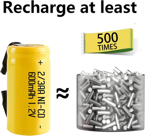 AA Ni-Cd 1.2V 2/3AA 600mAh Rechargeable Battery - 12pcs Yellow