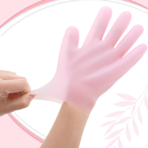 Sibba Silicone Moisturizing Gloves - 2 Pairs Spa Gel Hydrating Gloves for Women's Hand Care, Aloe Lotion Anti-Slip