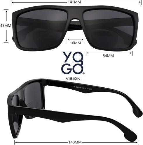 UV400 +2.75 Yogo Vision Bifocal Reading Sunglasses for Men and Women-Classic, Retro Style Sun Protection Outdoors