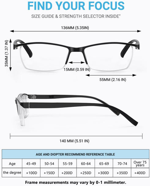 LUFF 4Pcs Ultra-Light Portable Reading Glasses - Anti-Blue-ray (1.75X)